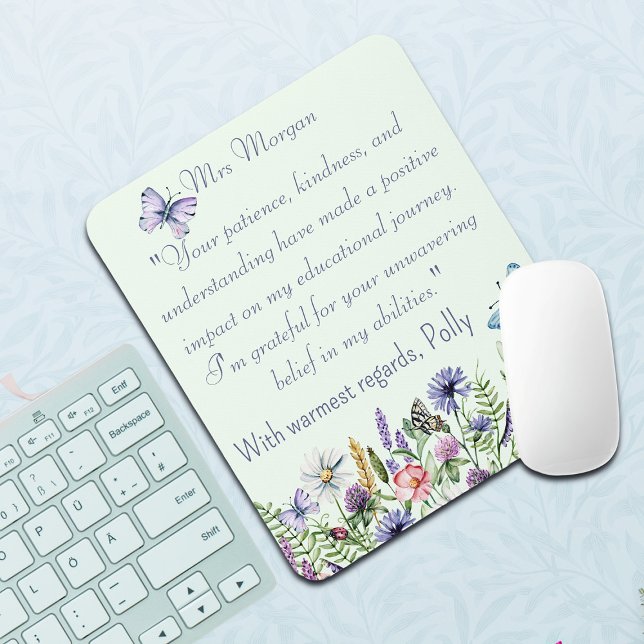 Personalized Thank You Watercolor Wildflowers  Mouse Pad (Creator Uploaded)