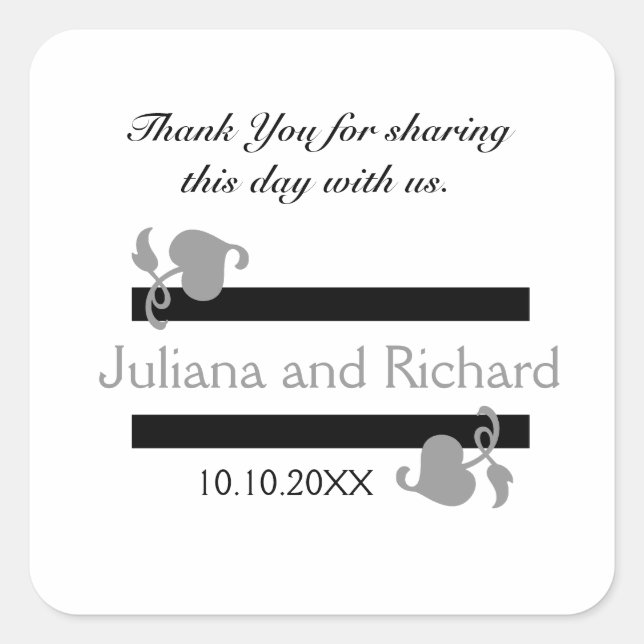 Personalized Thank You Wedding Favour Stickers (Front)