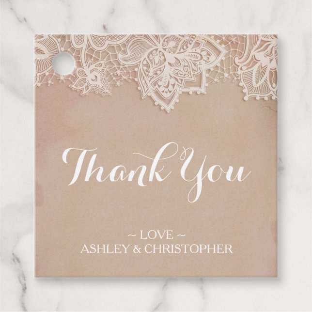 Personalized Thank You Wedding Favour Tag (Front)