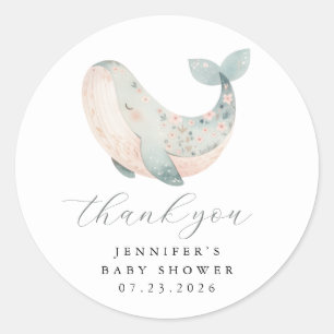 Personalized Thank You Whale Round Stickers