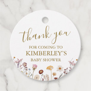 Personalized Thank You Wildflower Baby Shower Favour Tags
