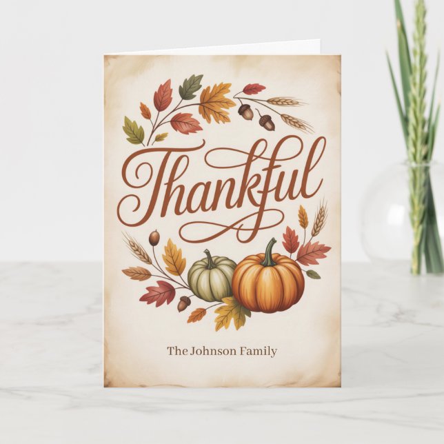 Personalized Thankful Autumn Card (Front)