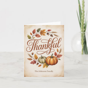 Personalized Thankful Autumn Holiday Card