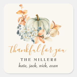 Personalized Thankful for You Thanksgiving Gift Square Sticker