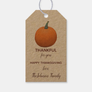 Personalized Thankful Pumpkin Thanksgiving Gift Tags