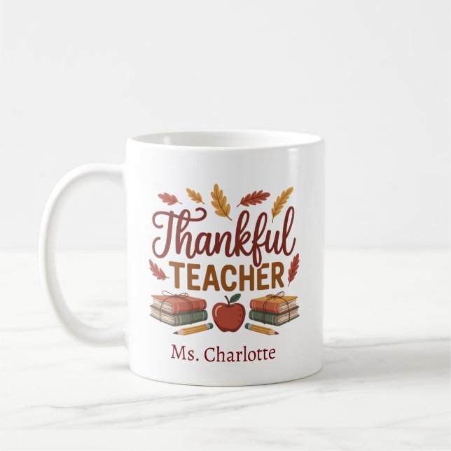 Personalized Thankful Thanksgiving Coffee Mug (Left)
