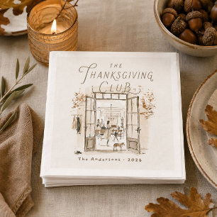 Personalized Thanksgiving Club Watercolor Napkin