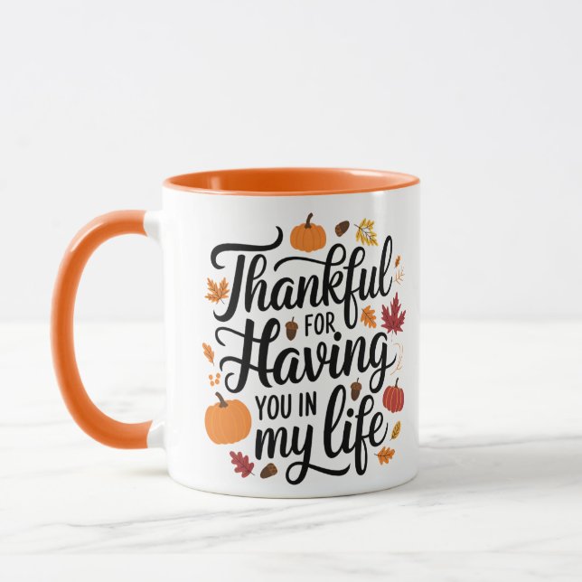 Personalized Thanksgiving Couples Gift Thankful  Mug (Left)
