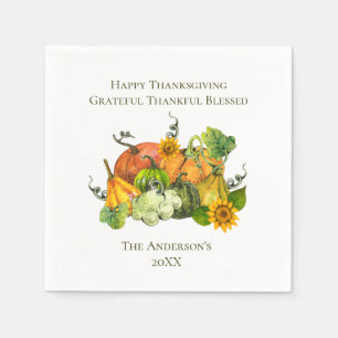 Personalized Thanksgiving Fall Autumn Pumpkins  Napkin