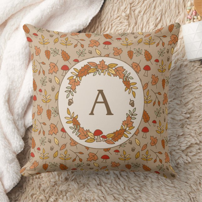 Personalized Thanksgiving Fall Leaves Throw Pillow (Blanket)