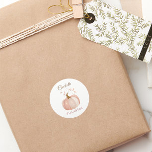 Personalized Thanksgiving – Fall Pumpkin Thankful  Classic Round Sticker