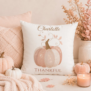 Personalized Thanksgiving – Fall Pumpkin Thankful  Throw Pillow