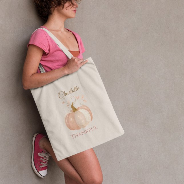 Personalized Thanksgiving – Fall Pumpkin Thankful  Tote Bag (Creator Uploaded)