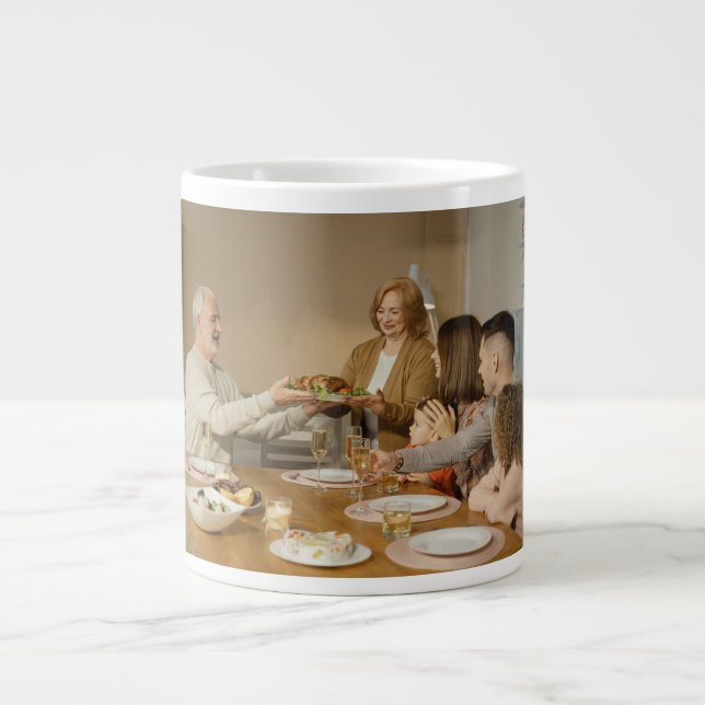 Personalized Thanksgiving family photo Large Coffee Mug (Front)