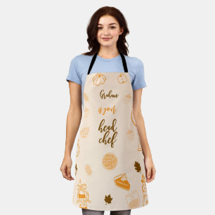 Personalized Thanksgiving Friendsgiving Head Chef Apron
