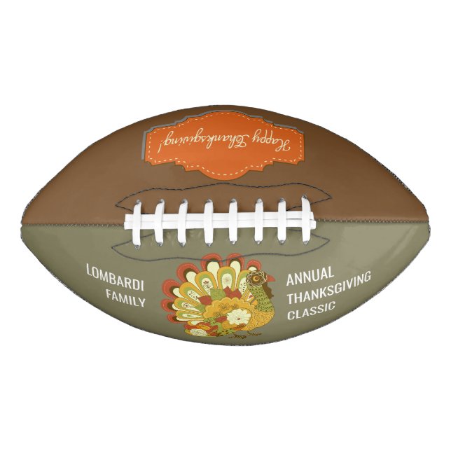 Personalized Thanksgiving Holiday Football (Front)