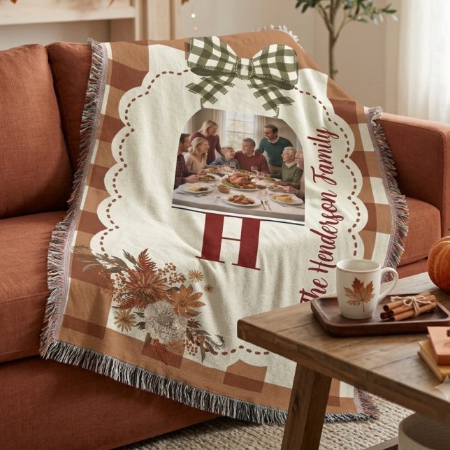 Personalized Thanksgiving monogram Custom Family Throw Blanket (Creator Uploaded)