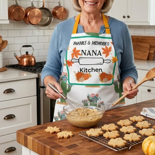 Personalized Thanksgiving Nana Apron | Fall Cactus (Creator Uploaded)