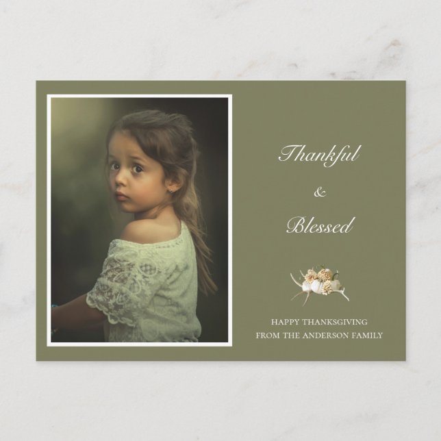 Personalized Thanksgiving Photo Postcard (Front)