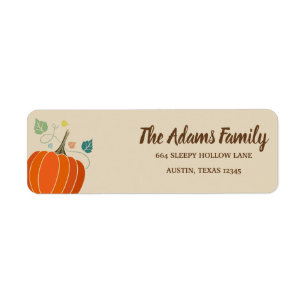 Personalized Thanksgiving Pumpkin Holiday Label