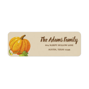 Personalized Thanksgiving Pumpkin Holiday Label