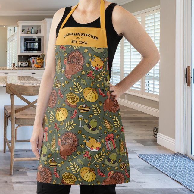Personalized Thanksgiving, Pumpkin Pie Turkey Apron (Creator Uploaded)