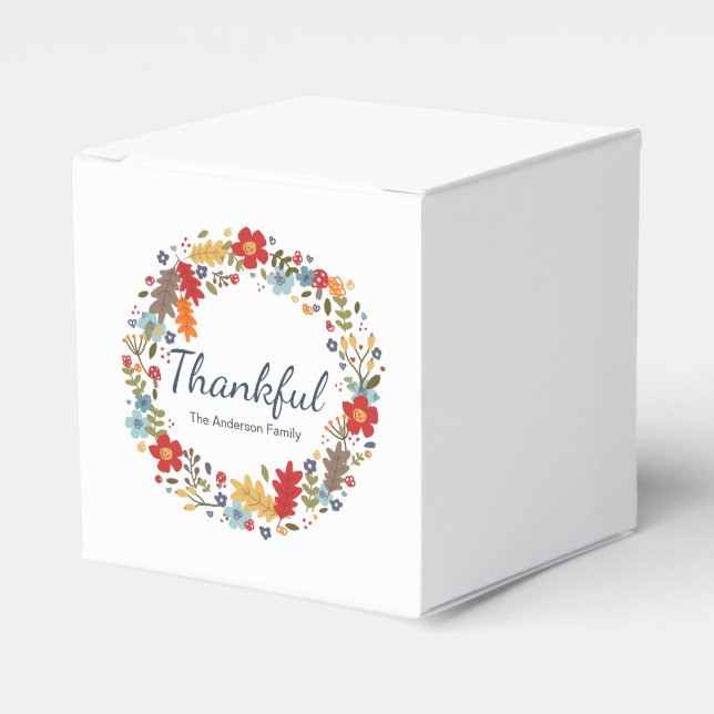 Personalized Thanksgiving Thankful Fall  Favor Box (Front Side)