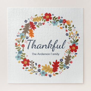 Personalized Thanksgiving Thankful Fall Jigsaw Puzzle