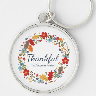 Personalized Thanksgiving Thankful Fall  Keychain