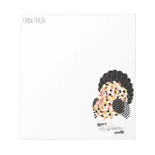 Personalized THANKSGIVING THANKFUL TURKEY Notepad