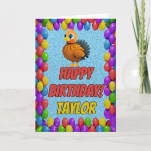 Personalized Thanksgiving Turkey Birthday Card
