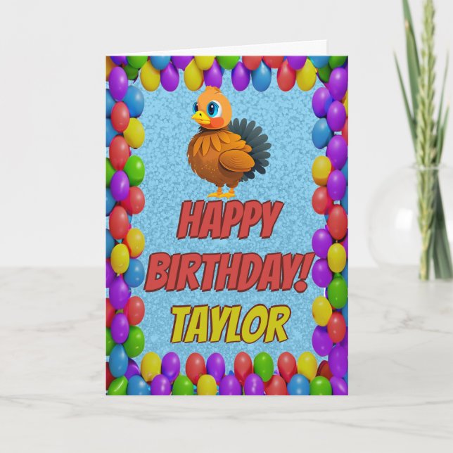 Personalized Thanksgiving Turkey Birthday Card (Front)
