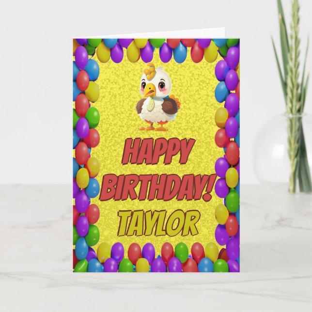Personalized Thanksgiving Turkey Birthday Card (Front)