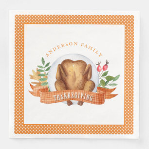 Personalized Thanksgiving Turkey Dinner Napkin