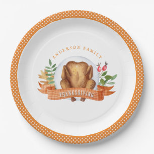 Personalized Thanksgiving Turkey Dinner  Paper Pla Plate