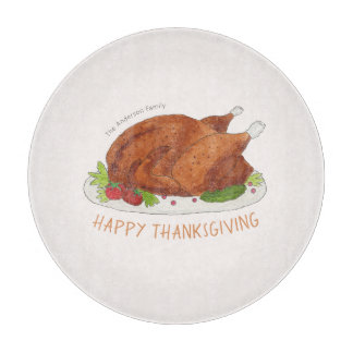 Personalized Thanksgiving Turkey Family Cutting Board