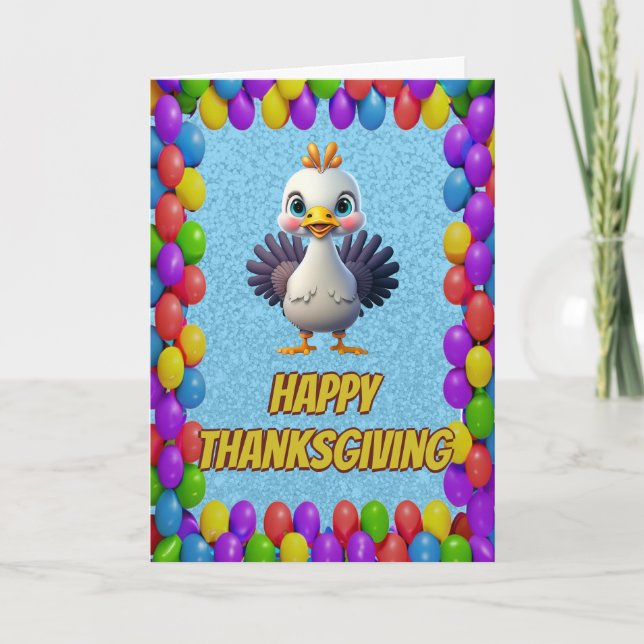 Personalized Thanksgiving Turkey Greeting Card (Front)