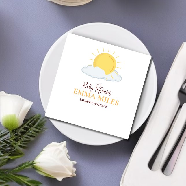 Personalized ThankYou Baby Shower retro sun Napkin (Creator Uploaded)