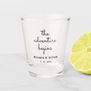 Personalized the adventure begins shot glass