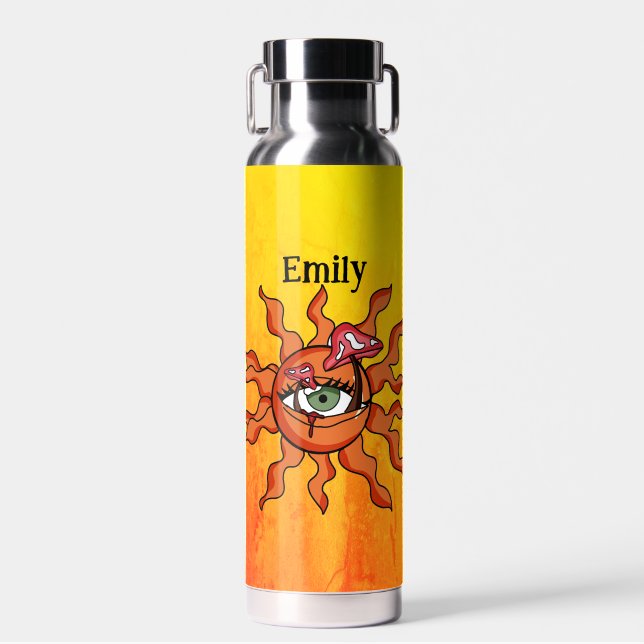 Personalized The All Sun-Seeing Mushroom Rays Water Bottle (Front)
