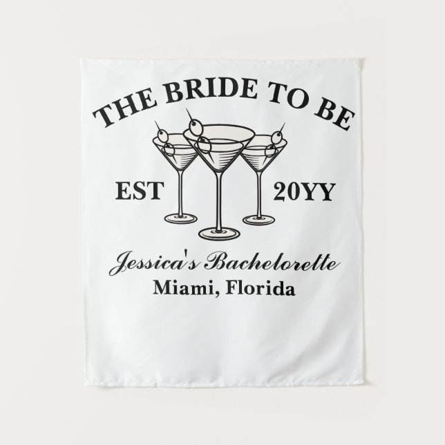 Personalized The Bride To Be Luxury Bachelorette Tapestry (Front)
