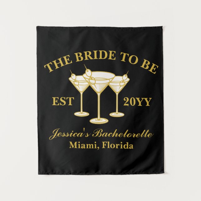 Personalized The Bride To Be Luxury Bachelorette Tapestry (Front)