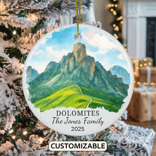 Personalized The Dolomites Ornament, Italy Ceramic Ornament