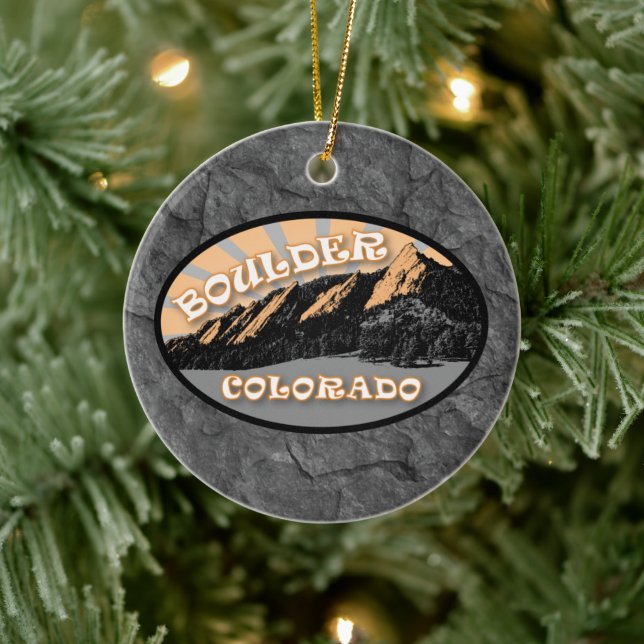 Personalized The Flatirons, Boulder Colorado Ceramic Ornament (Tree)
