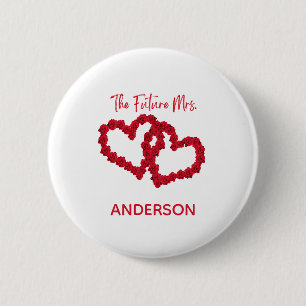 Personalized The Future Mrs. Engagement Gift Roses 2 Inch Round Button
