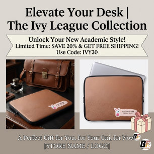 Personalized The Ivy League Faux Leather CuteBunny Laptop Sleeve