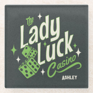 Personalized The Lady Luck Casino Glass Coaster