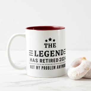 Personalized The Legend has Retired Fun Retirement Two-Tone Coffee Mug