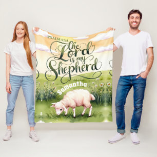 Personalized The Lord is My Shepherd Christian Fleece Blanket