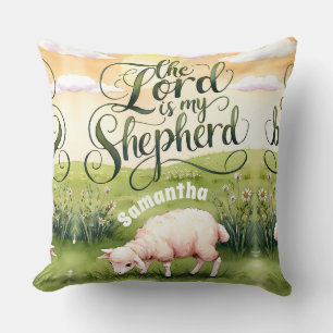 Personalized The Lord is My Shepherd Christian Throw Pillow